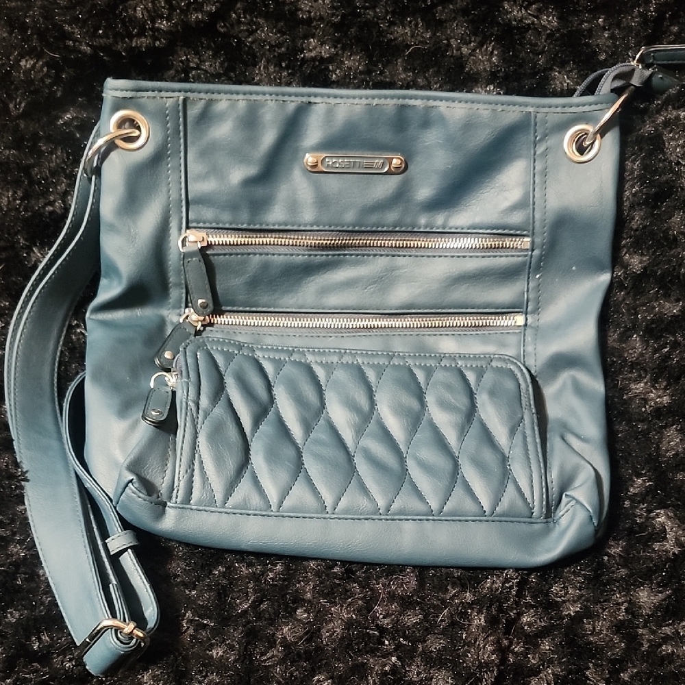 Blue Leather Shoulder Bag